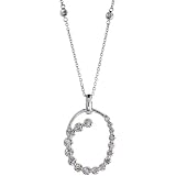 14ct White Gold 15 Diamond By The Yard Necklace 34 20mm Tall Oval Journey Pendant W 025 Carat Brilliant Cut Diamonds