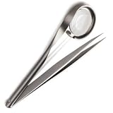 Rubis Stainless Steel Point Tweezer with attached Magnifyer