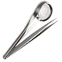 Rubis Stainless Steel Point Tweezer with attached Magnifyer