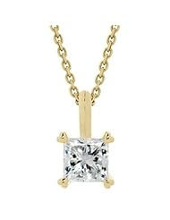 Princess Cut Diamond Necklace in 18kt Yellow Gold Carat Total Weight 0.50