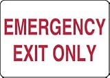 Accuform Signs Adhesive Vinyl Emergency Exit Only 10 X 14