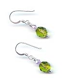 Green Czech Fire Polished Bead Drop Earrings