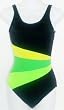 Marsol Missy 1PC Surplice Wrap Swimsuit Black/Lime Print Sizes 32(8) - 38(14)