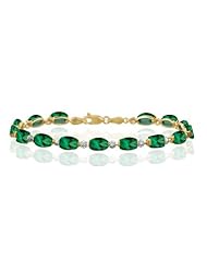 0.03 Cts Diamond & 11.12 Cts Natural Emerald Bracelet in 14K Yellow Gold