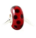 Dotted Amber-red Murano Pandora-compatible Bracelet Bead, 925 Sterling Silver Lampwork Bead
