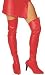 RED Thigh High Leather Look Boot Tops - One Size Fits Most Adults