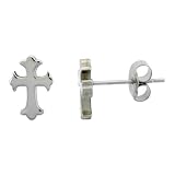Small Stainless Steel Gothic Cross Stud Earrings