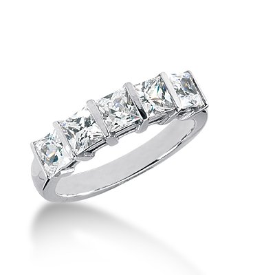 1.5 Ct Diamond Wedding Band Ring Princess Channel 14k White Gold