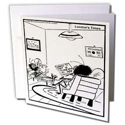 Londons Times Funny Bugs and Slugs Cartoons - Fly In Therapy Getting In Touch With Inner Maggot - Greeting Cards-12 Greeting Cards with envelopes