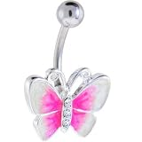 Crystalline Gem PEARL PINK BUTTERFELY Belly Ring