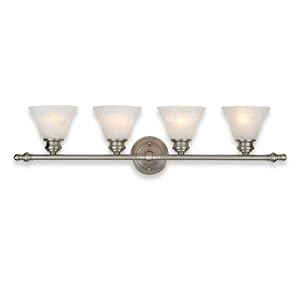Royce Lighting RV2165 4BS Four-Light Vanity Brushed Steel with Alabaster Globes by Royce Lighting