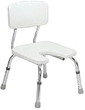 U-shape Aluminum Shower Chair with Back Support, Hygienic Pericut and Adjustable Legs
