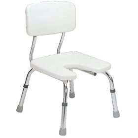 MedMobile U-shape Aluminum Shower Chair with Back Support, Hygienic Pericut and Adjustable Legs
