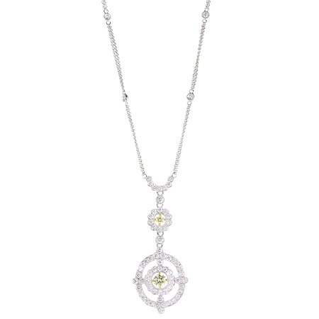 Diamond and 18k Two Tone Gold Antique Style Pendant Necklace