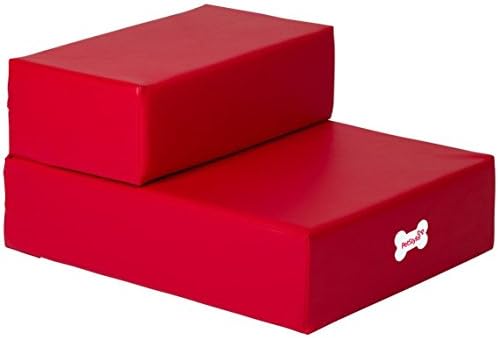 Sanzang Pet Stairs 2 Steps Small Dog Cat Climber Ladder Portable Travel(Red)