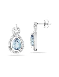 Pear Shaped Aquamarine and Diamond Earrings in White Gold
