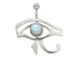 Egyptian Eye Belly Button Shield with Blue Jewel