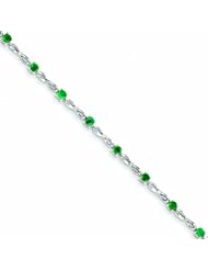 Genuine 14K White Gold White Gold Diamond And Emerald Bracelet 5 Grams Of Gold 100% Satisfaction Guaranteed.