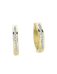 10K Yellow Gold 0.27cttw Care For Me Forever Channel Set Diamond Hoop Earring