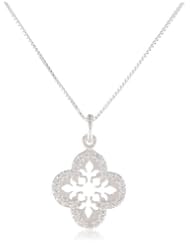 Sterling Silver Cubic Zirconia Open Flower Pendant Necklace, 18"