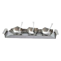 Stainless Steel Snack Serving Tray With 3 Bowl and Spoon