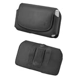 Horizontal Premium Black Leather Case Pouch for Motorola CLIQ Cell Phone