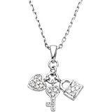 Genuine IceCarats Designer Jewelry Gift Sterling Silver Youth Heart, Lock & Key Pendant. 16.00 Inch Youth Heart, Lock & Key Pendant In Sterling Silver
