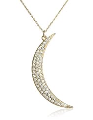Kensie "Naughty and Nice" Gold-Plated Pave Moon Pendant Necklace, 24"
