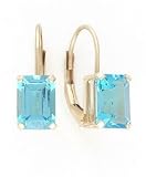 14k Gold Blue Topaz Earrings