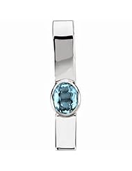 14K White Gold Oval Cut Aquamarine Pendant -- LIFETIME WARRANTY