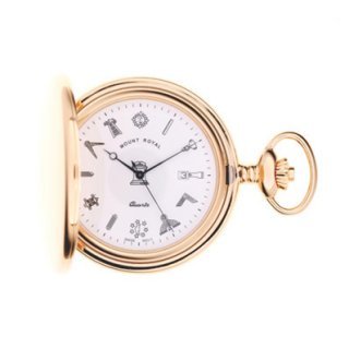 Mount Royal - Masonic Gold Plated Quartz Half Hunter Pocket Watch - G408PQ - (WW1712)