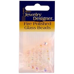 Darice 6mm Fire Polish Glass Beads, Crystal Ir