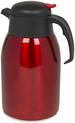 Cook Prep Eat KITDRI-87260 2 L/68 oz Hot/Cold Carafe Vacuum Insulated Jug for Coffee, Tea, Water or Other Beverages, Large, Red