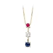 14K Yellow/White Gold 0.15 ct. Diamond and 1/2 ct. Sapphire and Ruby Pendant with Chain