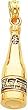 14K Gold 3D Antiqued Champagne Bottle Charm