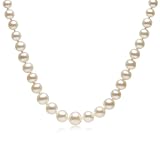 White 4-8mm Graduated Freshwater Cultured Pearl Necklace w/ Sterling Silver Clasp, 18