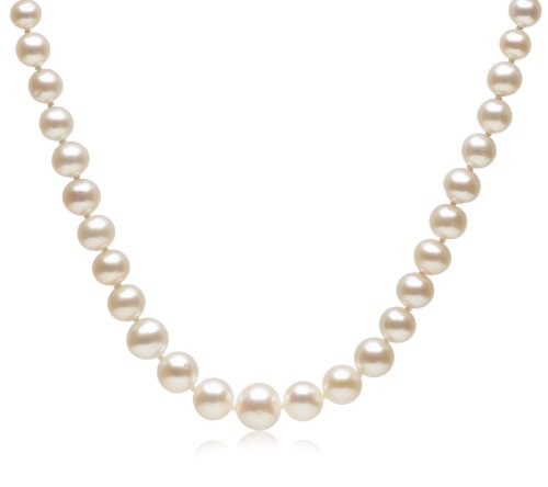 White 4-8mm Graduated Freshwater Cultured Pearl Necklace w/ Sterling Silver Clasp, 18