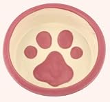 Melia Pink Paw Design Ceramic Dog Bowl-LARGE