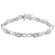 14K White Gold Aquamarine and Diamond Bracelet