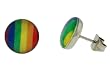 Stainless Steel Gay Pride Logo Earrings - 9MM - Sold as a Pair Stainless Steel Gay Pride Logo Earrings - 9MM - Sold as a Pair
