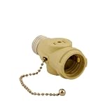 Leviton 1406-I 660 Watt, 125 Volt, Ac 2-Pole, 2-Wire Max, Total, Pull Chain Lampholder And 2 Outlets, Pull Chain Controls Lamp Socket Only, Outlet Continuously Live, Ivory