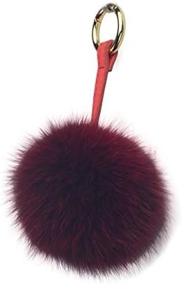 AORUI Bag Decoration Pompom Real Fox Fur Ball 4" Keychains Winered Onesize