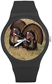 Happy Thanksgiving Day Two Turke Design Custom Unisex Round Rubber Sport Quartz Watch,Watch Face Diameter: 1.58"