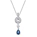 14k White Gold Blue Sapphire and Diamond Necklace (G-I/I1, .08 ct tw)