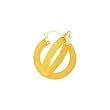 14K Yellow Gold 5 x 30 MM Yellow Colored Jade Hoop Earrings