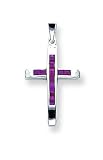 14k White Gold Ruby Cross Pendant