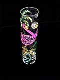 Flamingo Frolic Design - Hand Painted - Bud Vase - 7.5 inches tall