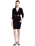 Teeze Me Junior's Belted Sweater Dress,Black,Medium