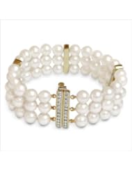 6.5x7mm AAA Quality Olivia Japanese Akoya Triple Strand Cultured Pearl Bracelet - 7 inches