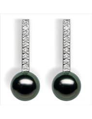 18K white gold Totem Black Tahitian cultured pearl and diamond earring